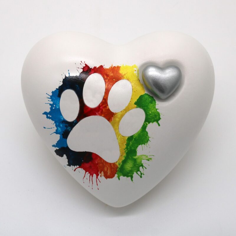 Tierurne Herz Regenbogenpfötchen