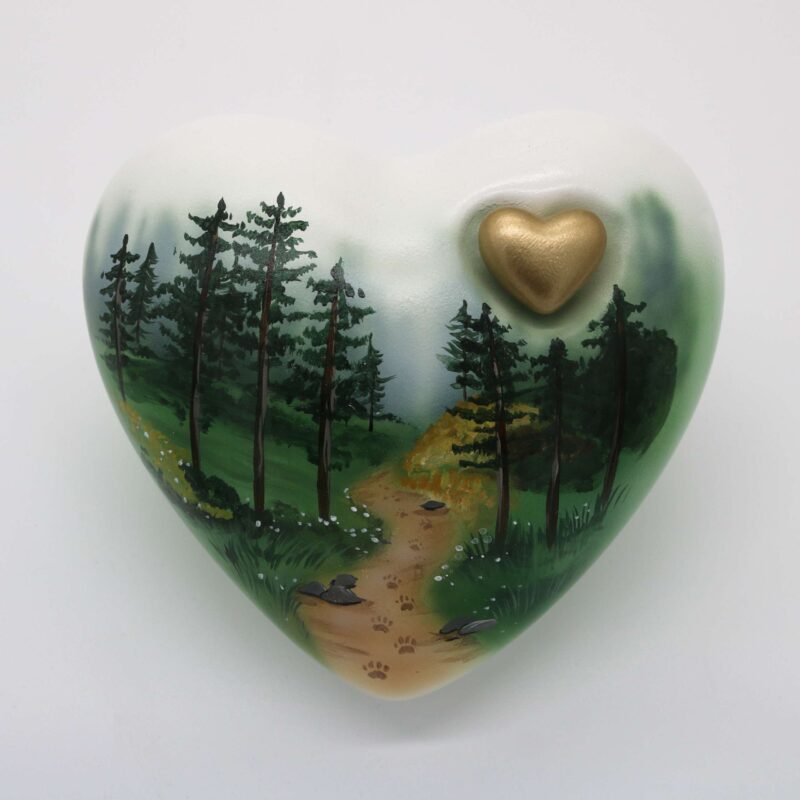 Tierurne Pfötchen im Wald Herz